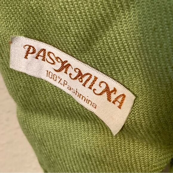 PASHMINA Avocado Green Tassel Scarf shall. - Picture 8 of 13